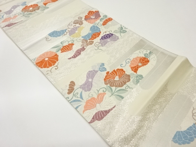 JAPANESE FUKURO OBI / WOVEN KIKU ARABESQUE